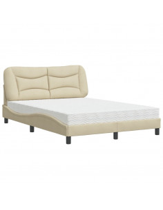 Letto con Materasso Crema 120x200 cm in Tessuto 2