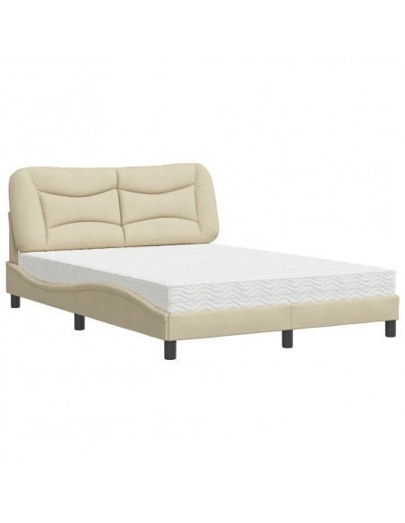 Letto con Materasso Crema 120x200 cm in Tessuto