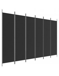 Divisorio a 6 Pannelli Nero 300x200 cm in Tessuto 2