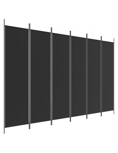 Divisorio a 6 Pannelli Nero 300x200 cm in Tessuto