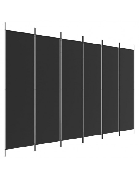 Divisorio a 6 Pannelli Nero 300x200 cm in Tessuto