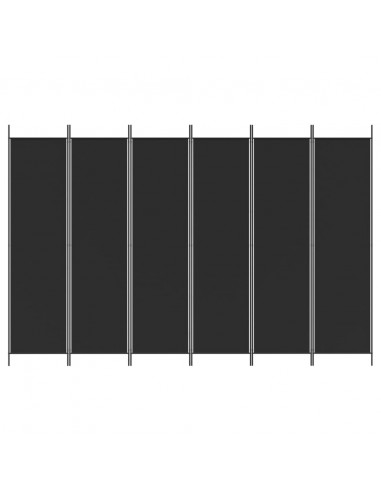 Divisorio a 6 Pannelli Nero 300x200 cm in Tessuto