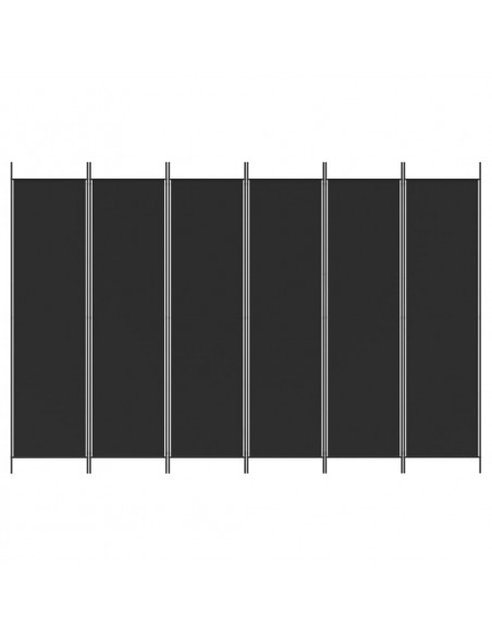 Divisorio a 6 Pannelli Nero 300x200 cm in Tessuto