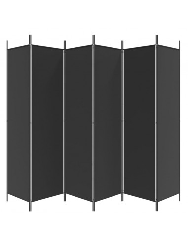 Divisorio a 6 Pannelli Nero 300x200 cm in Tessuto