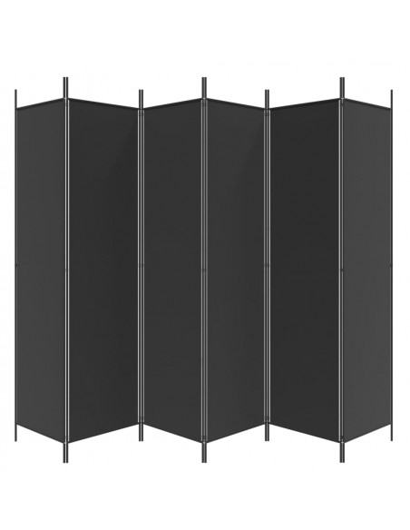 Divisorio a 6 Pannelli Nero 300x200 cm in Tessuto