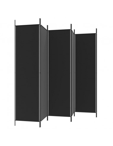 Divisorio a 6 Pannelli Nero 300x200 cm in Tessuto