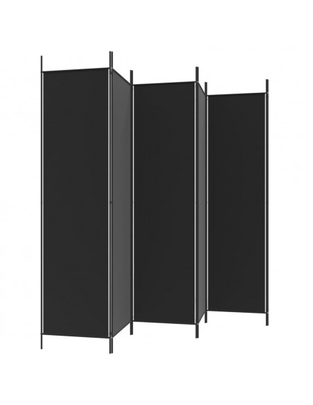 Divisorio a 6 Pannelli Nero 300x200 cm in Tessuto