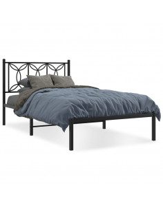 Giroletto con Testiera Metallo Nero 100x200 cm 2