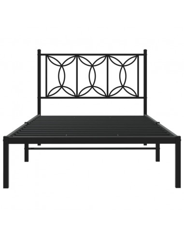 Giroletto con Testiera Metallo Nero 100x200 cm