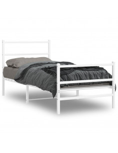 Giroletto con Testiera e Pediera Metallo Bianco 90x200 cm 2