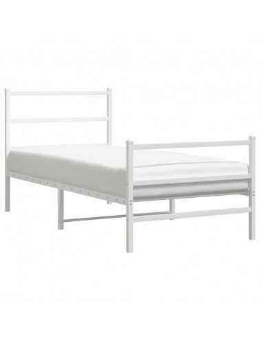 Giroletto con Testiera e Pediera Metallo Bianco 90x200 cm