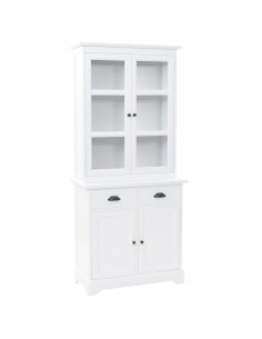 Credenza con Alzata 4 Ante in MDF e Legno di Pino 80x40x180 cm 2