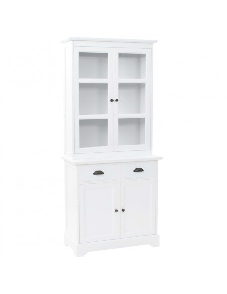 Credenza con Alzata 4 Ante in MDF e Legno di Pino 80x40x180 cm