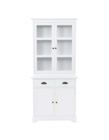 Credenza con Alzata 4 Ante in MDF e Legno di Pino 80x40x180 cm