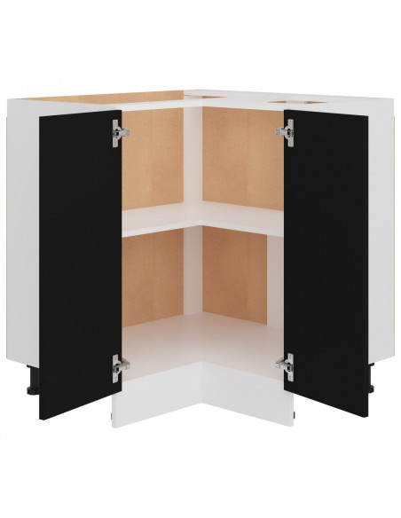 Armadio Angolare Nero 75,5x75,5x80,5 cm in Legno Multistrato