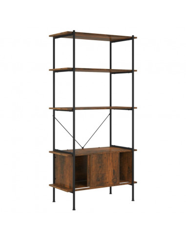 Scaffalatura 5 Livelli con Mobile 80x40x163 cm Acciaio e Legno