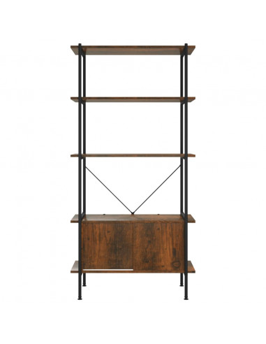 Scaffalatura 5 Livelli con Mobile 80x40x163 cm Acciaio e Legno