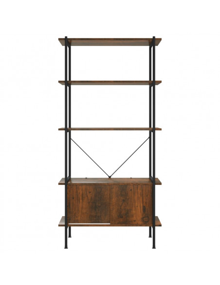 Scaffalatura 5 Livelli con Mobile 80x40x163 cm Acciaio e Legno