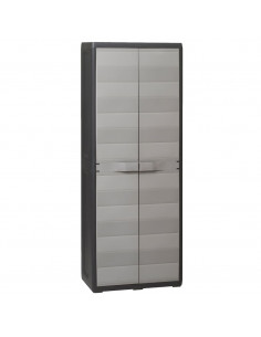 Armadietto da Giardino a 3 Ripiani Nero e Grigio 2