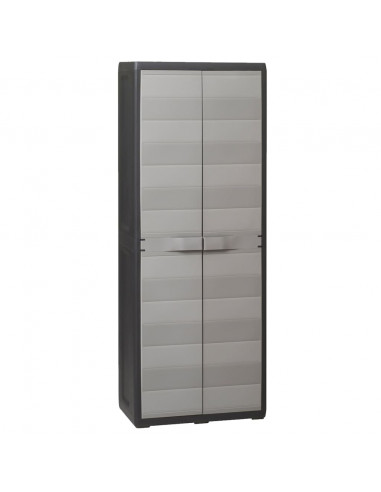 Armadietto da Giardino a 3 Ripiani Nero e Grigio