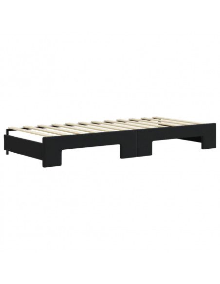 Divano Letto Estraibile con Cassetti Nero 80x200 cm in Velluto