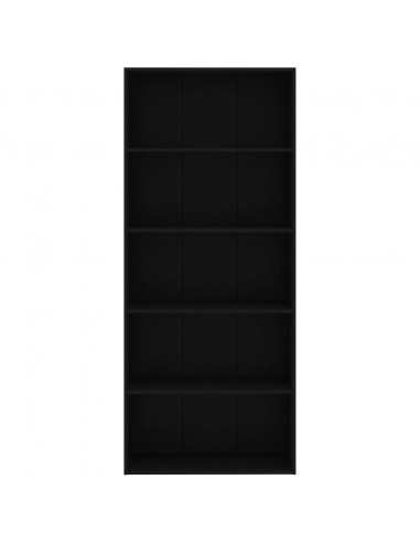 Libreria a 5 Ripiani Nera 80x30x189 cm in Legno Multistrato