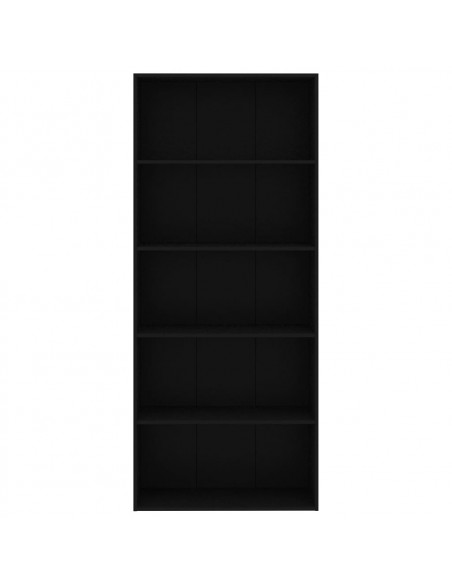 Libreria a 5 Ripiani Nera 80x30x189 cm in Legno Multistrato