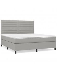 Giroletto a Molle con Materasso Grigio Chiaro180x200 cm Tessuto 2