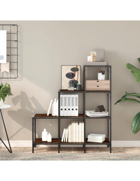 Libreria Rovere Fumo 92x30x102 cm Legno Multistrato e Metallo
