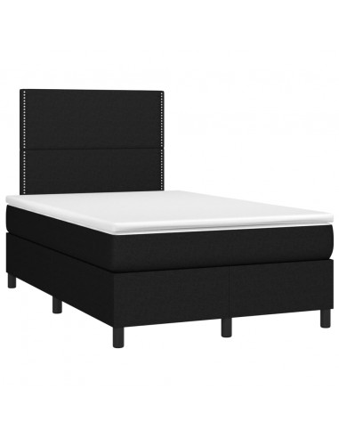 Letto a Molle con Materasso e LED Nero 120x200cm in Tessuto