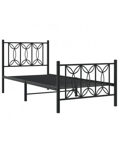 Giroletto con Testiera e Pediera Metallo Nero 80x200 cm