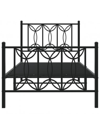 Giroletto con Testiera e Pediera Metallo Nero 80x200 cm