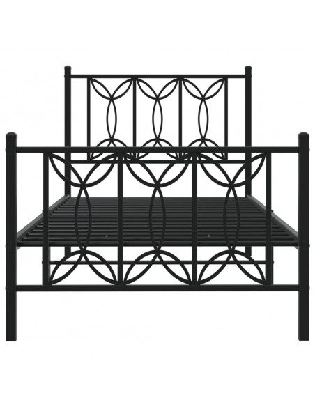Giroletto con Testiera e Pediera Metallo Nero 80x200 cm