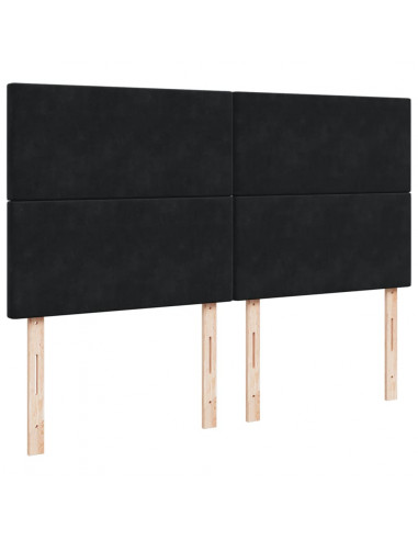 Giroletto a Molle con Materasso Nero 200x200 cm in Velluto