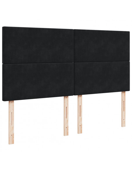 Giroletto a Molle con Materasso Nero 200x200 cm in Velluto