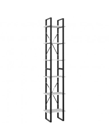 Libreria a 6 Ripiani Bianca 40x30x210 cm in Legno Multistrato