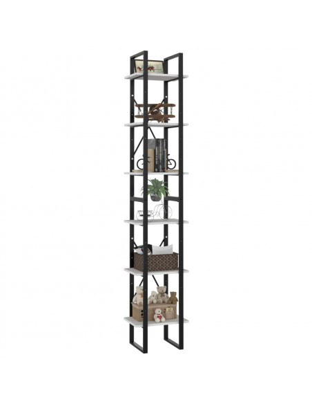 Libreria a 6 Ripiani Bianca 40x30x210 cm in Legno Multistrato