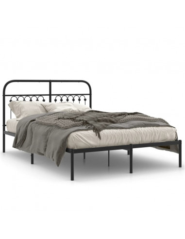 Giroletto con Testiera in Metallo Nero 140x200 cm