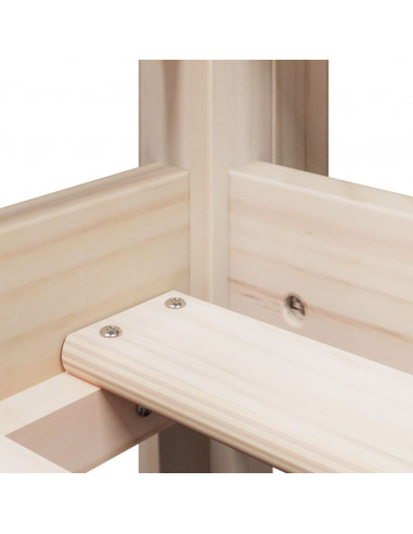 Letto Soppalco con Scala e Tetto 90x190 cm Legno Massello Pino