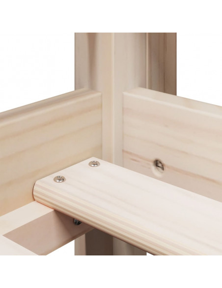 Letto Soppalco con Scala e Tetto 90x190 cm Legno Massello Pino