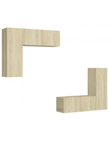 Set di Mobili TV 4 pz Rovere Sonoma in Legno Multistrato