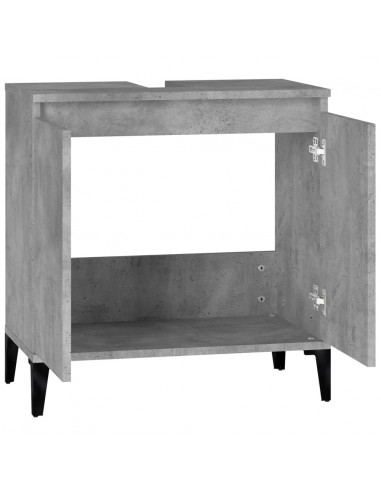 Mobile Lavabo Grigio Cemento 58x33x60 cm in Legno Multistrato