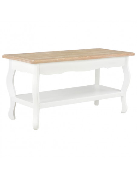 Tavolino da Salotto Bianco e Marrone 87,5x42x44cm Massello Pino