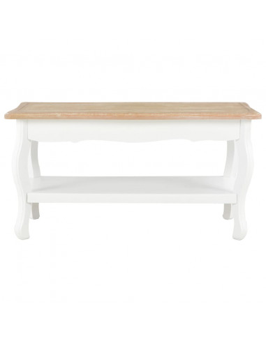 Tavolino da Salotto Bianco e Marrone 87,5x42x44cm Massello Pino