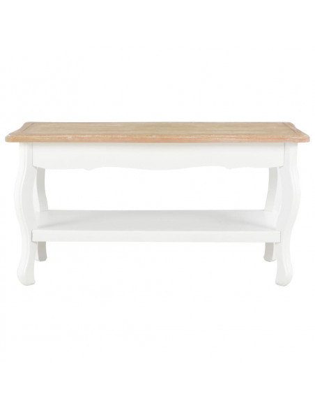 Tavolino da Salotto Bianco e Marrone 87,5x42x44cm Massello Pino