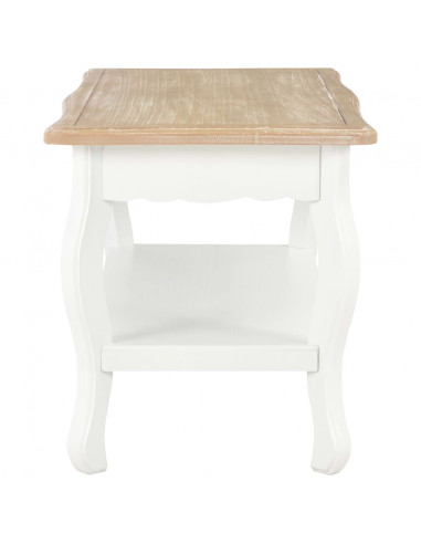 Tavolino da Salotto Bianco e Marrone 87,5x42x44cm Massello Pino