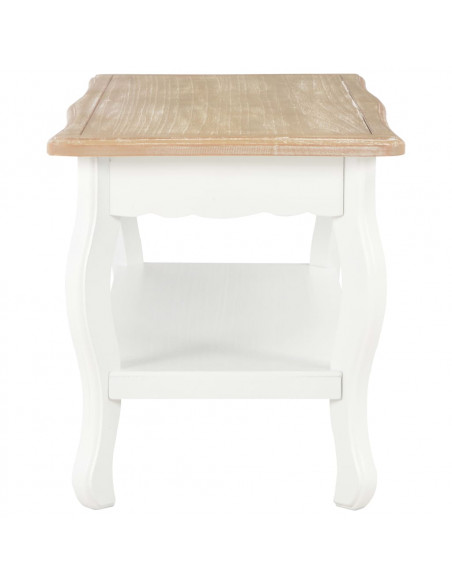 Tavolino da Salotto Bianco e Marrone 87,5x42x44cm Massello Pino