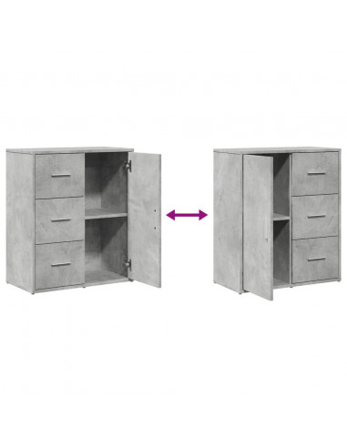 Credenze 2 pz Grigio Cemento 60x31x70 cm in Legno Multistrato