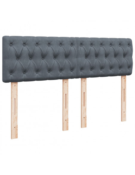 Giroletto a Molle con Materasso Grigio Scuro 160x200 cm Velluto