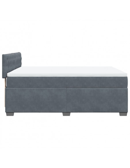Giroletto a Molle con Materasso Grigio Scuro 160x200 cm Velluto
